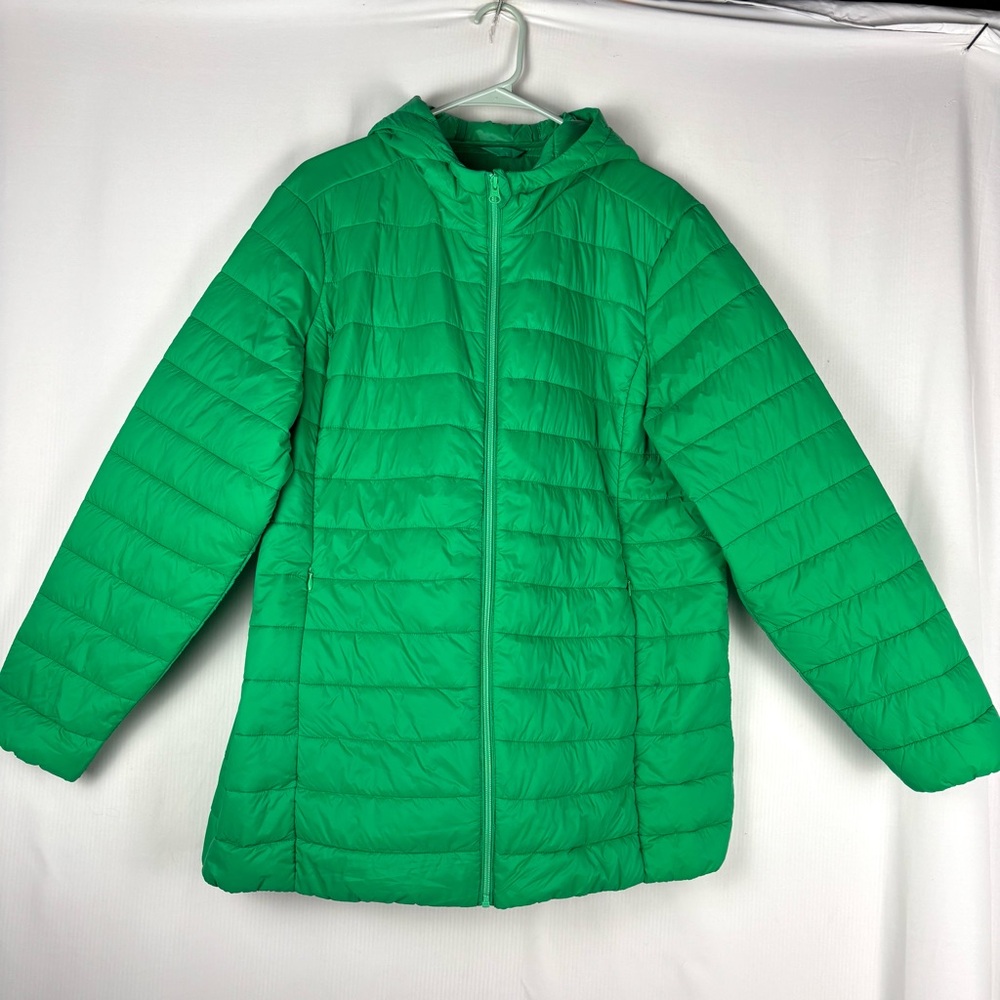Torrid 1X  14/16  Lightweight Puff Water and Wind Resistant Jacket Green